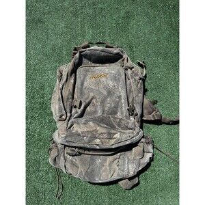 Vintage Fieldline Realtree Camo Canvas 2 Pouch Backpack Hunting Hiking USA MADE